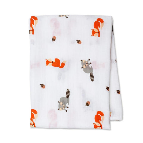 Lulujo Cotton Muslin Blanket - Forest Friends-Pumpkin Pie Kids Canada