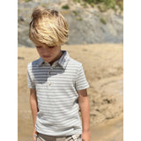 Me & Henry Flagstaff Polo - Grey/White Stripe-Pumpkin Pie Kids Canada