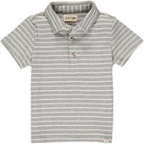 Me & Henry Flagstaff Polo - Grey/White Stripe-Pumpkin Pie Kids Canada