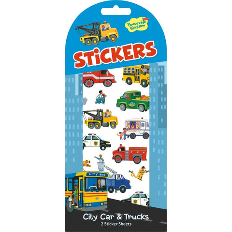 Peaceable Kingdom Stickers - City Car & Trucks-STK63-Pumpkin Pie Kids Canada