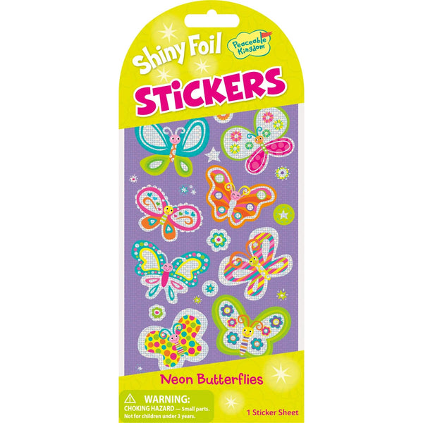 Peaceable Kingdom Stickers - Foil Neon Butterflies-STK183-Pumpkin Pie Kids Canada