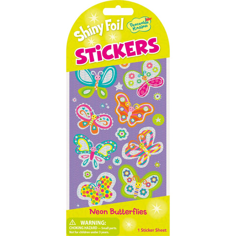 Peaceable Kingdom Stickers - Foil Neon Butterflies-Pumpkin Pie Kids Canada