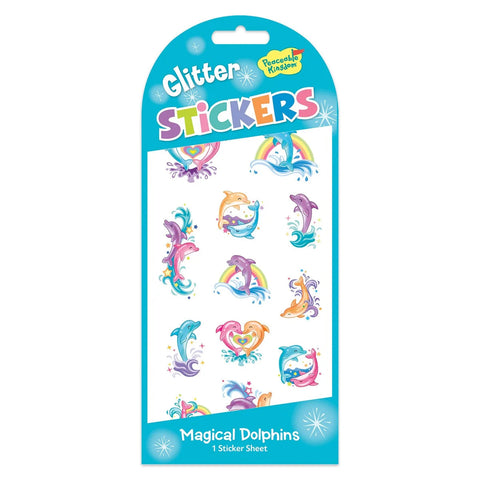 Peaceable Kingdom Stickers - Glitter Magical Dolphins-STK227-Pumpkin Pie Kids Canada