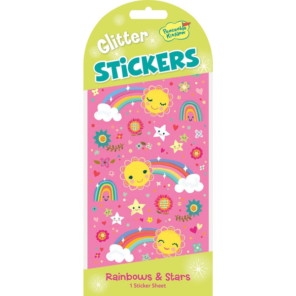 Peaceable Kingdom Stickers - Glitter Rainbow & Stars-STK208-Pumpkin Pie Kids Canada