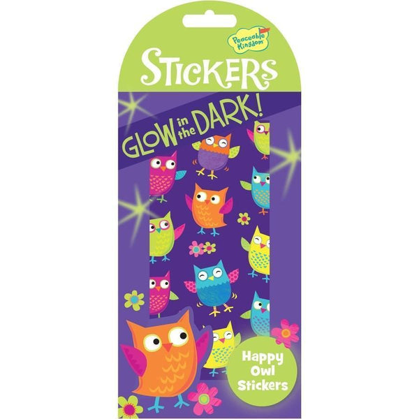 Peaceable Kingdom Stickers - Glowing Happy Owl-STK169-Pumpkin Pie Kids Canada