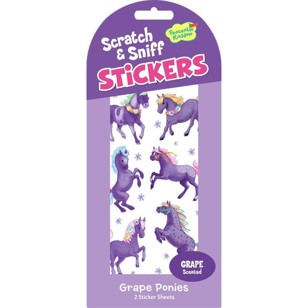 Peaceable Kingdom Stickers - Scratch & Sniff Grape Ponies-STK217-Pumpkin Pie Kids Canada