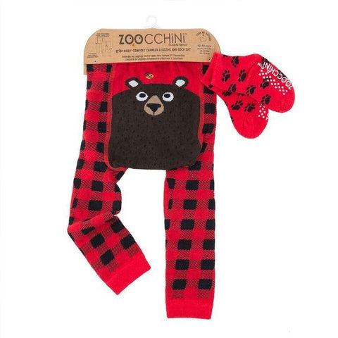 Zoocchini Legging & Sock Set - Bosley the Bear-ZOO515 6-12M-Pumpkin Pie Kids Canada