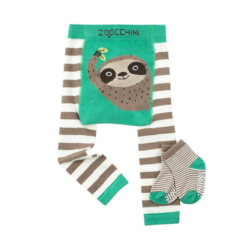 Zoocchini Leggings & Socks Set - Silas Sloth-ZOO518-Pumpkin Pie Kids Canada