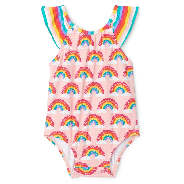 Hatley Ruffle Swimsuit - Magical Rainbows-S20MRII411 3-6M-Pumpkin Pie Kids Canada