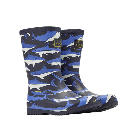 Joules Roll Up Rain Boots - Navy Sharks-204356/544 9-Pumpkin Pie Kids Canada